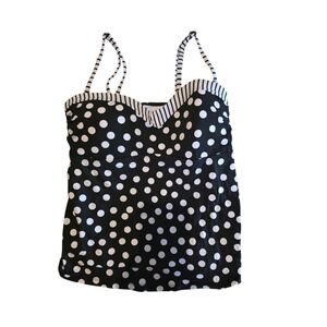 Cole Swim Top M Womens Black White Pilka Dot Pullover Swimwear Beach